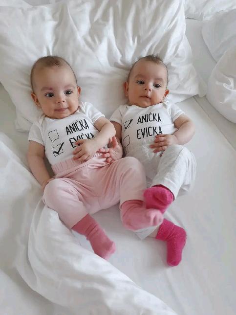 Dětské body pro dvojčata Gama bílé vel.56