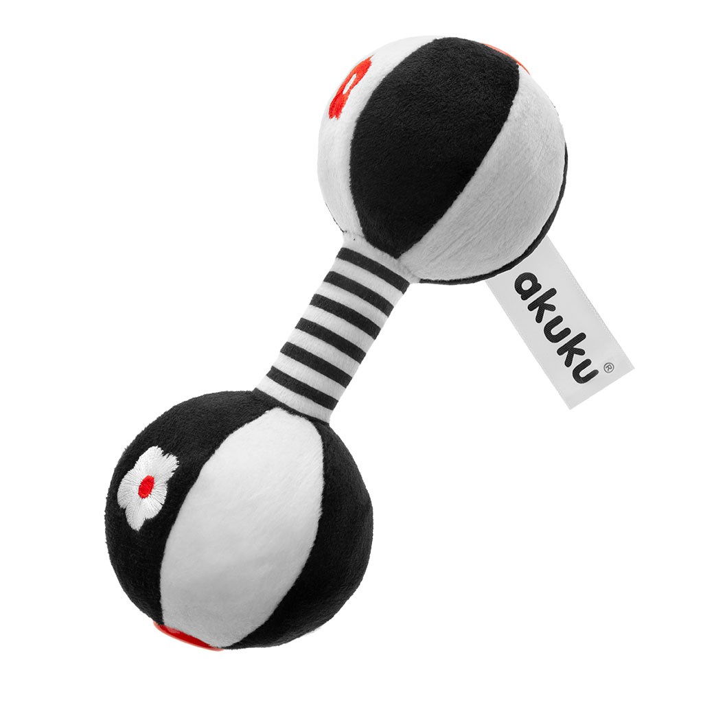 Kojenecká senzorická kontrastní hračka s chrastítkem Akuku Činka ⚫⚪ | Hračka pro miminko
