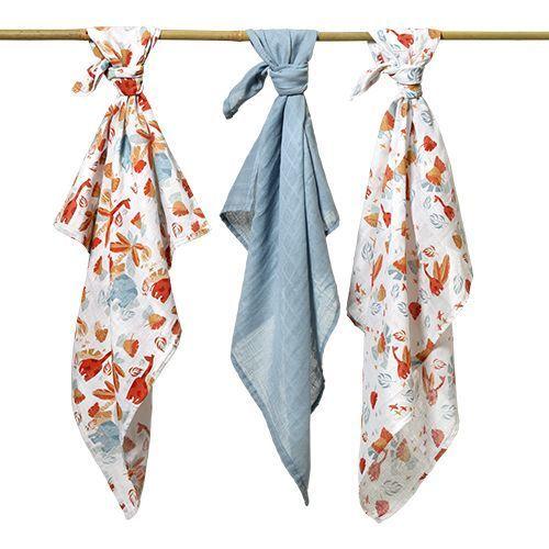 Mušelínové pleny Baby Ono Super Soft šedomodré 3 ks – dárkové balení