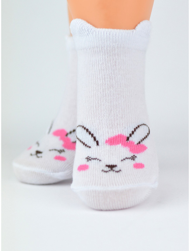 Kojenecké ponožky se 3D motivem NOVITI Teddy světle šedé 0-6m