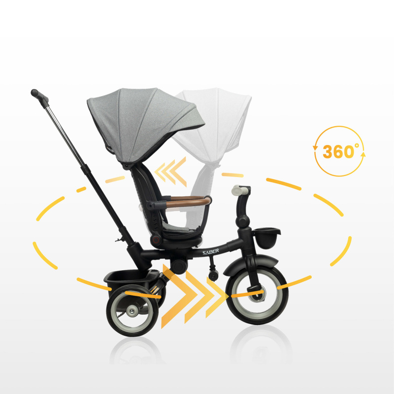 Multifunkční tříkolka Saber šedá
