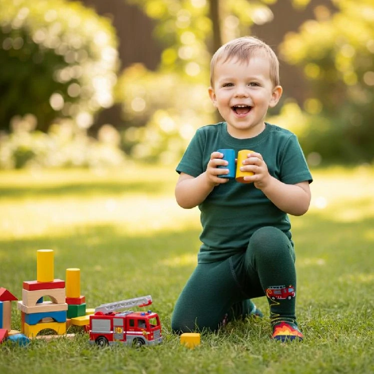 Chlapecké punčocháče YO Baby zelené s požárním autem vel.80/86