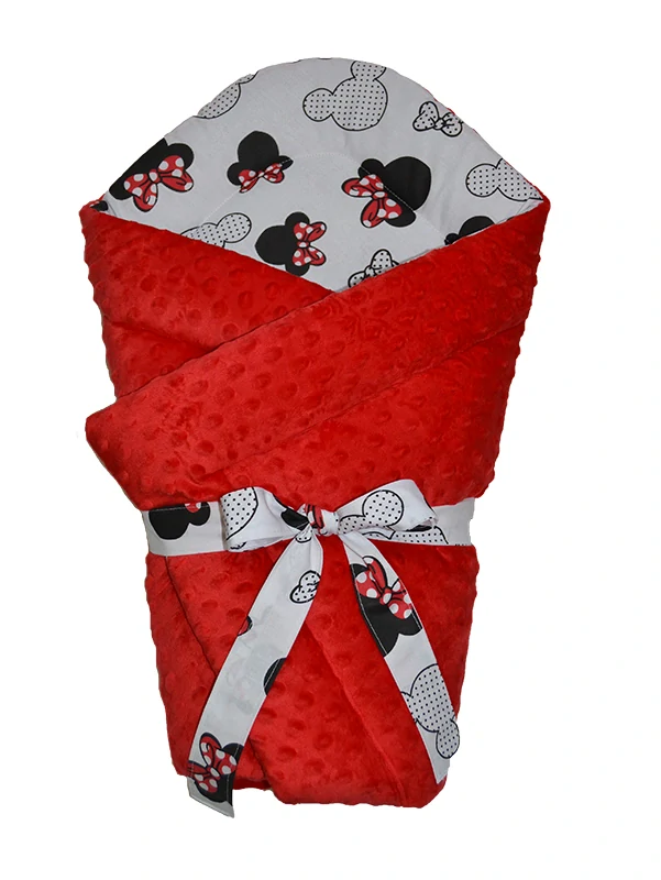 Kojenecká zavinovačka s mašlí Dětský svět – červená Minky / Mouse