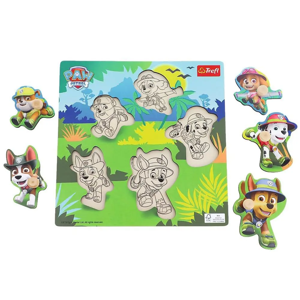 Dětské dřevěné puzzle s úchyty Trefl Tlapková patrola Jungle 🧩🐾