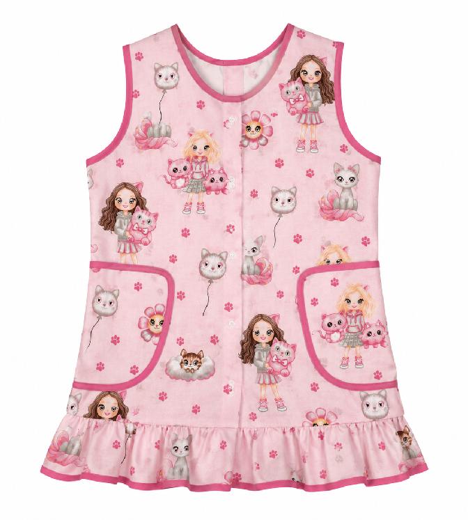 Dětská zástěrka do školky Holčičky s kočičkou 👧🐱🎨