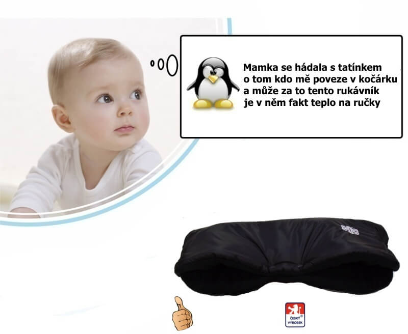 Černý zimní rukávník na kočárek Dětský svět Lux | Česká výroba 🇨🇿
