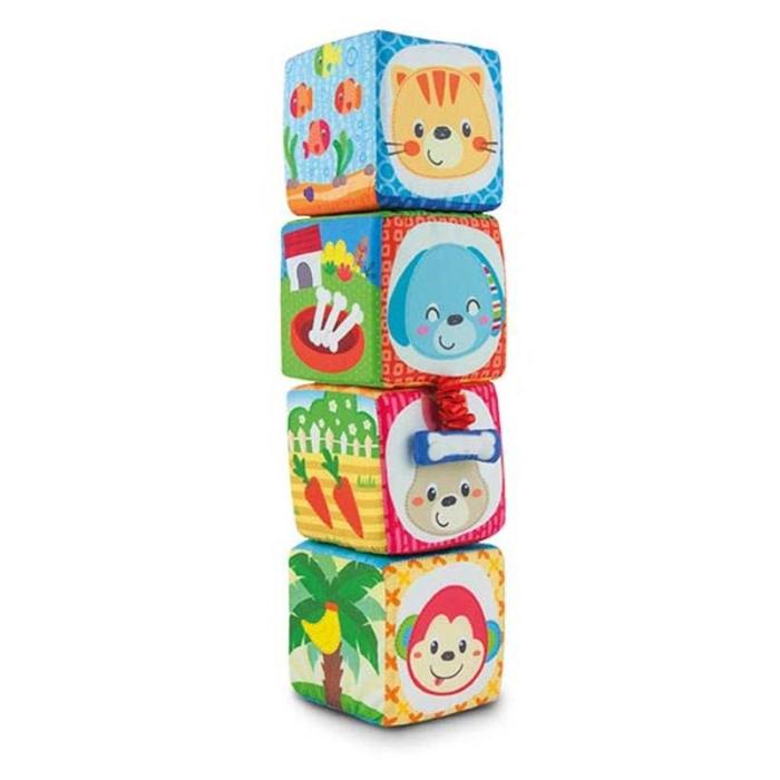 Měkké senzorické hrací kostky Winfun 4 ks pro miminka od 6 měsíců 👶🧸