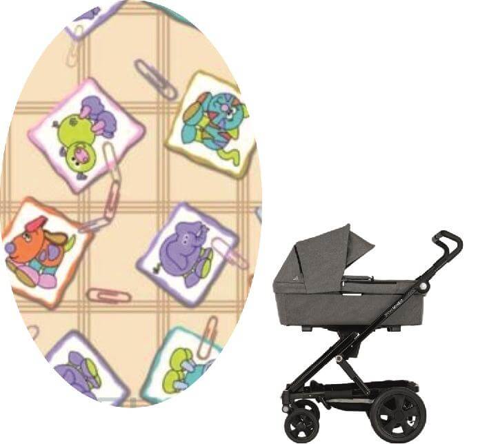 Bavlněná dětská látka béžové sponky se zvířátky