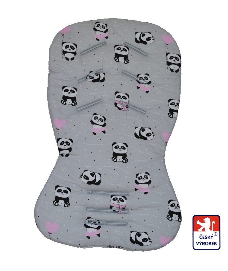 Bavlněná dětská látka šedá panda