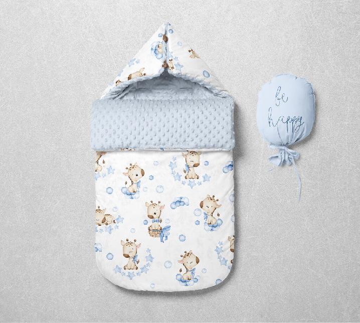 Dětská látka v metráži, modrá žirafa 2024