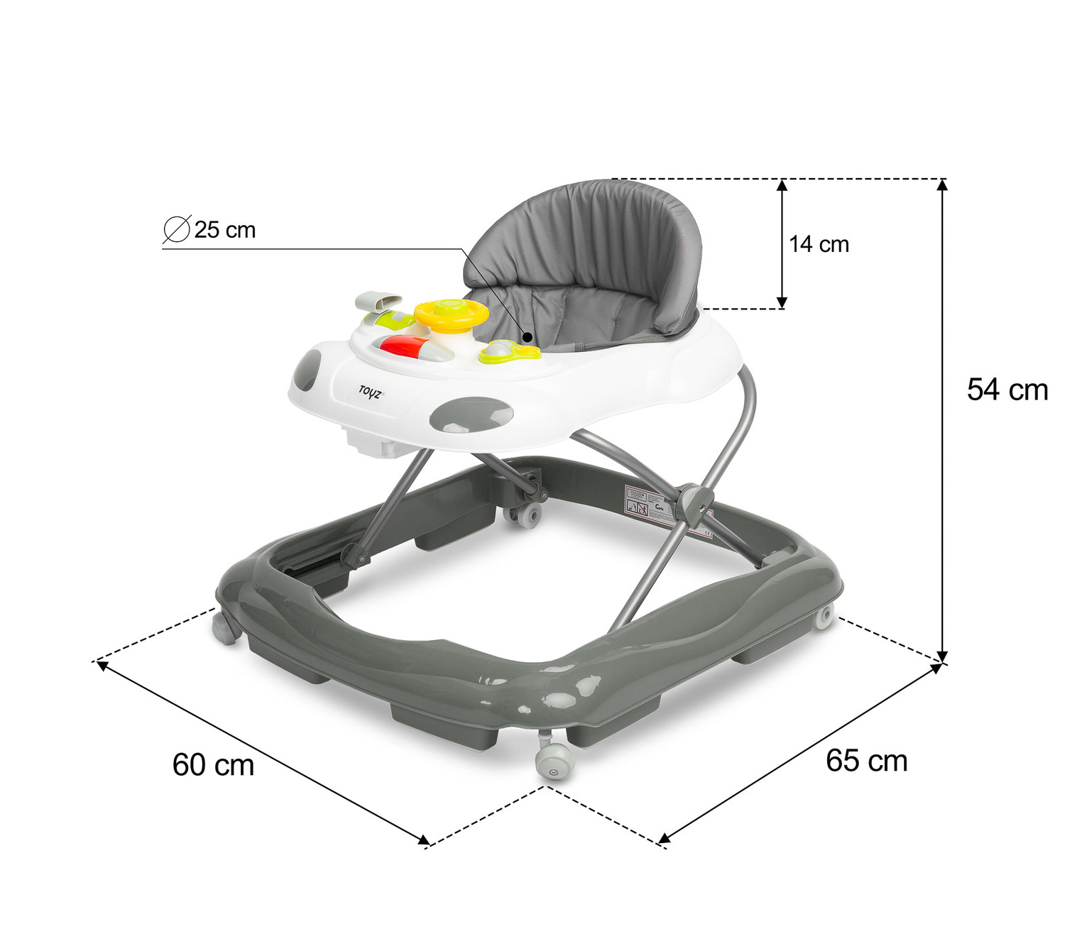 Dětské interativní chodítko Toyz Cario graphite