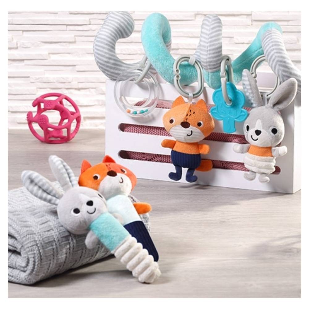 Kojenecká plyšová hračka s pískátkem do ruky Babyono HEY! BUNNY tyrkysová