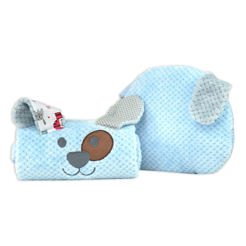Peřinka s polštářkem do kočárku Duetbaby modrý pejsek – souprava pro miminko 👶