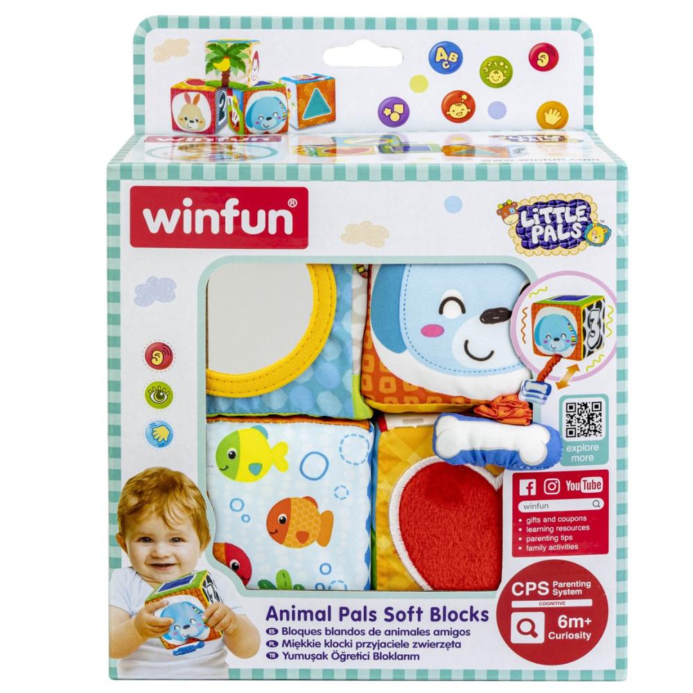 Měkké senzorické hrací kostky Winfun 4 ks pro miminka od 6 měsíců 👶🧸