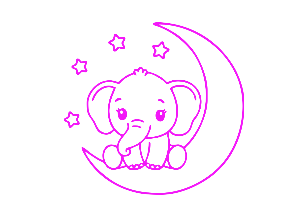 Obrázek pro potisk č.91 slůně na měsíčku