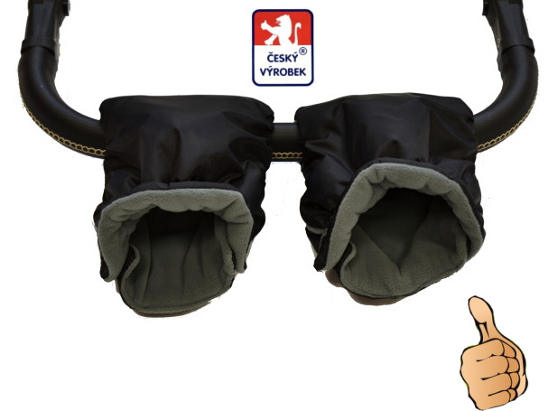 Rukavice na kočárek Dětský svět černé se tmavě šedým fleecem 🧤
