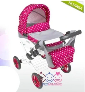 Kočárek pro panenky Adbor Lily K08 Růžovo-šedý