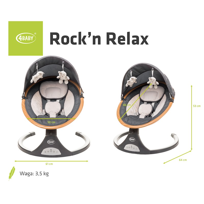 Kojenecké lehátko 4BABY ROCK’ N RELAX Grey