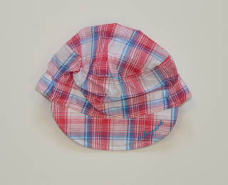 Dětská letní čepička, Dráček, Kšiltovka červenomodré káro vel.54-56, Výprodej