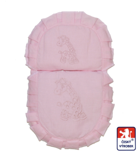 Peřinky do kočárku pro panenku, Dětský svět, menší, růžové se žirafou