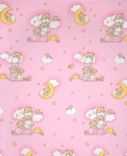 Potisk plátna č.139 růžový medvídek na žebříku