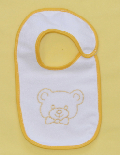 Dětský bryndák Dětský svět textilní nepromokavý žlutý s Medvídek