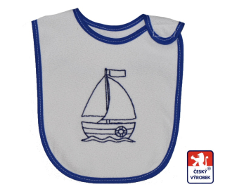 Dětský bryndák Dětský svět nepromokavý modrý s loďkou