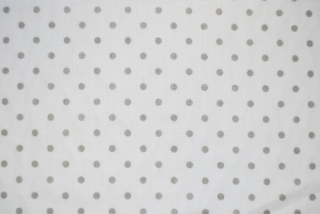 Potisk plátna č.284 Světle šedý puntík, na bílém podkladě