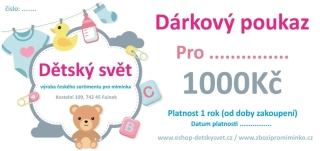 Dárkový poukaz pro miminko 1000 Kč – ideální dárek 🎁