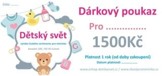 Dárkový poukaz pro miminko 1500 Kč – ideální dárek jako hlavní dar 🎁