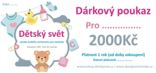 Dárkový poukaz pro miminko 2000 Kč – prémiový dárek 🎁