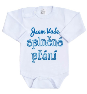 Dětské body s nápisem New Baby Jsem Vaše splněné přání velikost 68