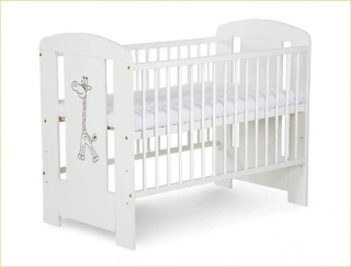 Bílá dětská postýlka Klups Safari Žirafa 120×60 🦒 | masivní borovice