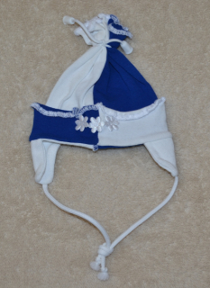 Dětská jarní čepička, elastická modrobílá Výprodej