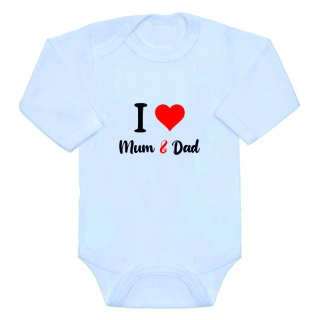 Dětské body s nápisem New Baby I love Mum and Dad bílé velikost 62