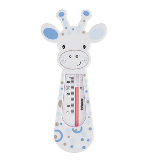 Dětský teploměr do vody a vaničky BabyOno Žirafa New – bílý s modrými skvrnami 🦒