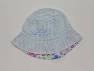 Dětská letní čepička, Dráček, klobouček modrá květinka vel.48-50, Výprodej