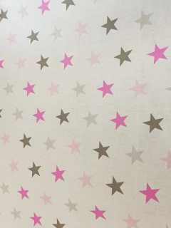Potisk plátna č.359 šedorůžové hvězdičky