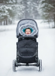 Dětský fusak do kočárku s kožešinou, Dětský svět, winter bag Eskymo světle tyrkysový