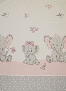 Potisk plátna č.376 Slon Jumbo růžová