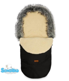 Zimní fusak do kočárku Sensillo ESKIMO s beránkem a kožešinou černý 👶🖤🐑❄️