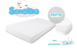 Nepromokavé a nepropustné prostěradlo do postýlky Sensillo bílé froté 60×120 cm