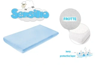 Nepromokavé a nepropustné prostěradlo do postýlky Sensillo modré froté 60×120 cm