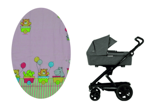 Prostěradlo do kočárku Dětský svět růžové se zvířátky ve vláčku