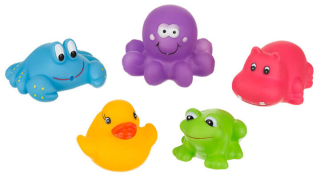 Hračky do vany Akuku Mořský svět 5 ks 🛁🐠 | Koupací hračky pro miminko