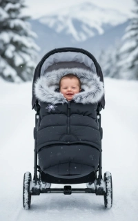 Zimní fusak do kočárku s kožešinou Dětský svět Eskymo černo-světlešedý 👶🖤❄️