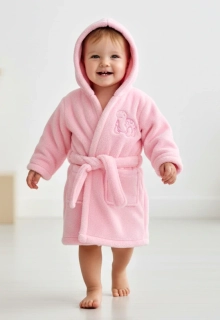 Dívčí župan s kapucí Dětský svět lamový růžový s výšivkou