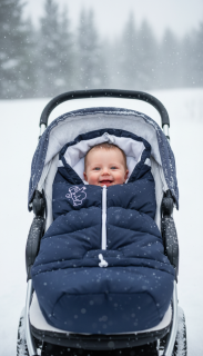 Rostoucí zimní fusak do kočárku Winter Sport modrý – šusťák a bílý fleece se sněhulákem 🇨🇿❄️⛄