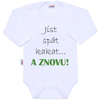 Kojenecké body s českým nápisem New Baby jíst spát kakat... A ZNOVU! velikost 68