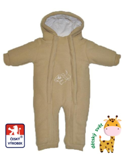 Dětská zimní kombinéza Dětský svět bez ťapek béžová s pejskem